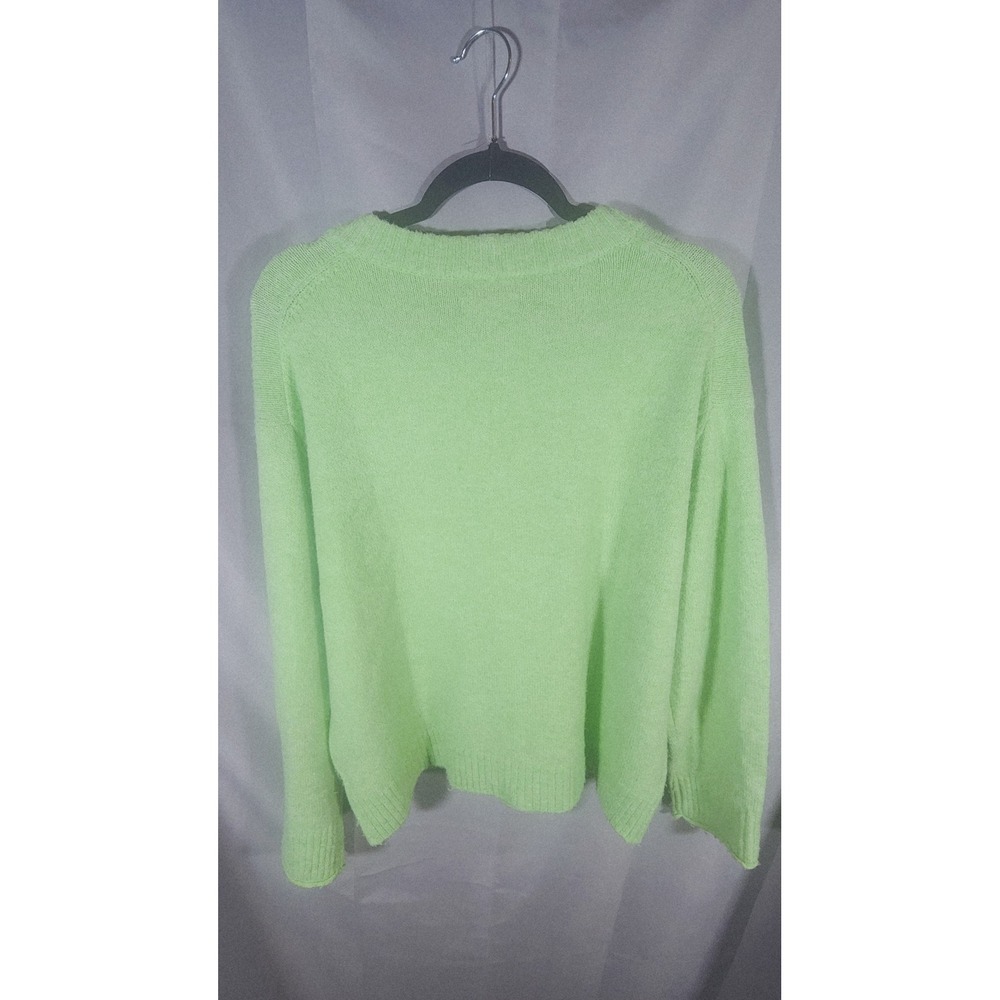 American Eagle Lot of 2 Neon Pink Lime Green Soft Fuzzy Crewneck Sweaters Medium - Picture 4 of 8